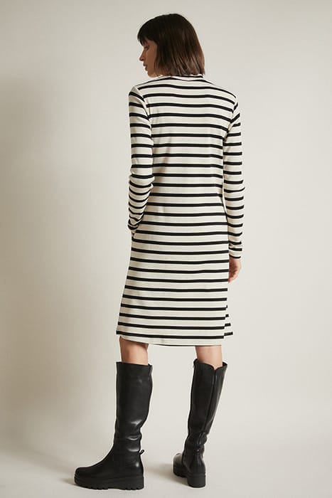 STREIFENKLEID GOTS BLACK / BEIGE MELANGE 2