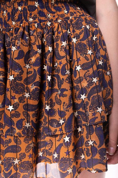 DAPHNE PAISLEY MINI LAYER SKIRT BROWN 2