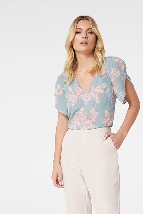 SAVANNA PETAL SLEEVE BLOUSE MIST FLOATING BLOSSOM MIST FLOAT 2