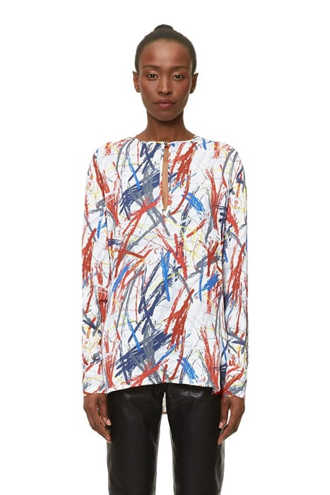WOMEN'S PRINTED BLOUSE BRUSH PRINT 1