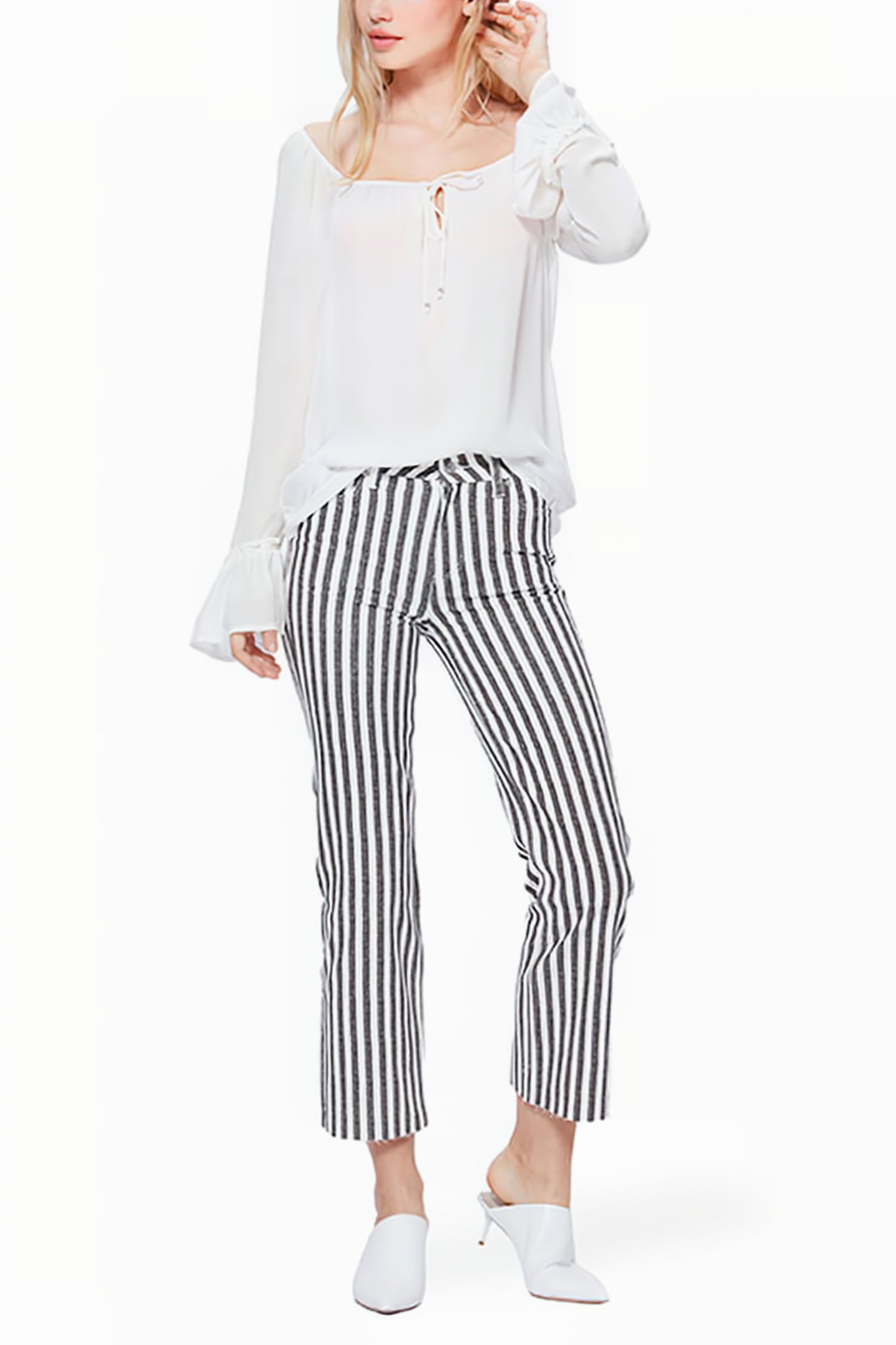 ATLEY ANKLE FLARE RAW HEM COVE STRIPE 4