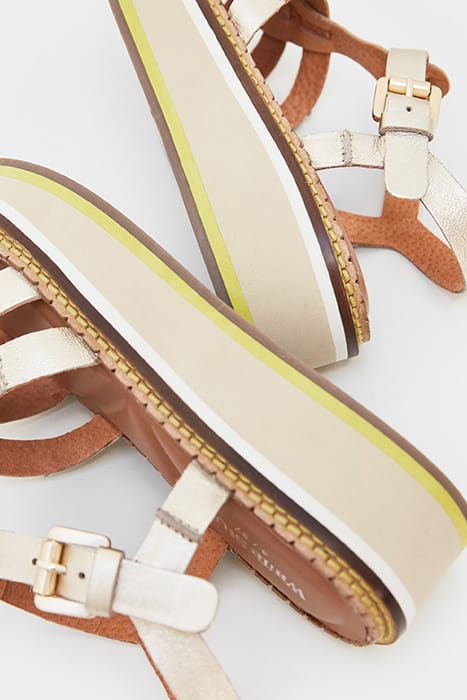 FISHERMAN LEATHER FLATFORM GOLD TONE METALLIC 4