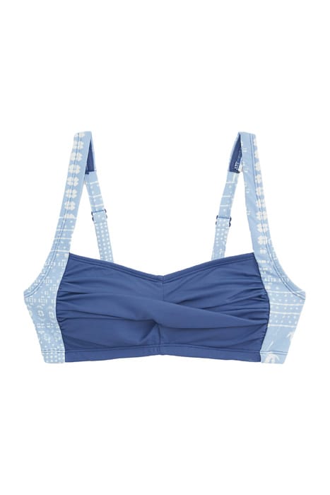PATCHWORK PANEL BIKINI TOP MID BLUE 1