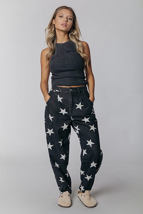 JULIA ACID WASH STAR MOMFIT PANTS GREY 3