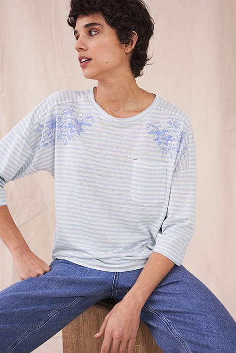 LENNOX LINEN JERSEY TEE BLUE MULTI 2