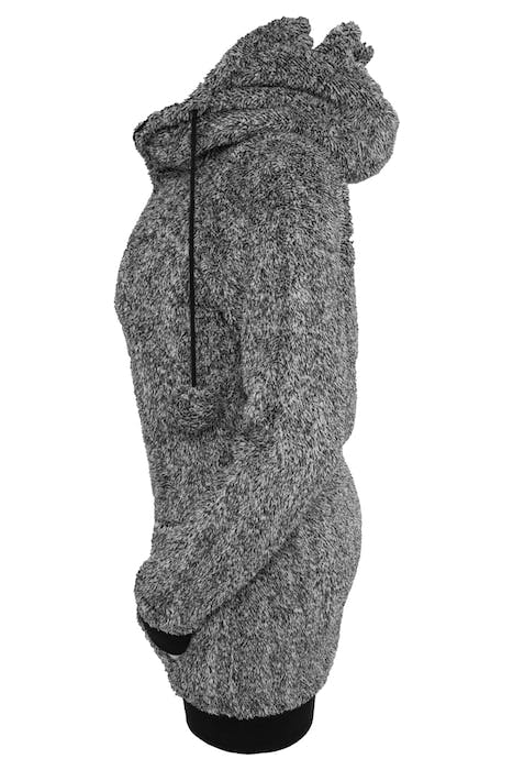 LADIES MELANGE TEDDY ZIP HOODY BLK/WHT 5