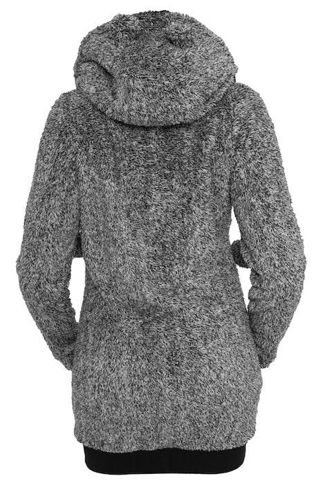 LADIES MELANGE TEDDY ZIP HOODY BLK/WHT 9