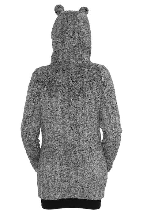 LADIES MELANGE TEDDY ZIP HOODY BLK/WHT 10
