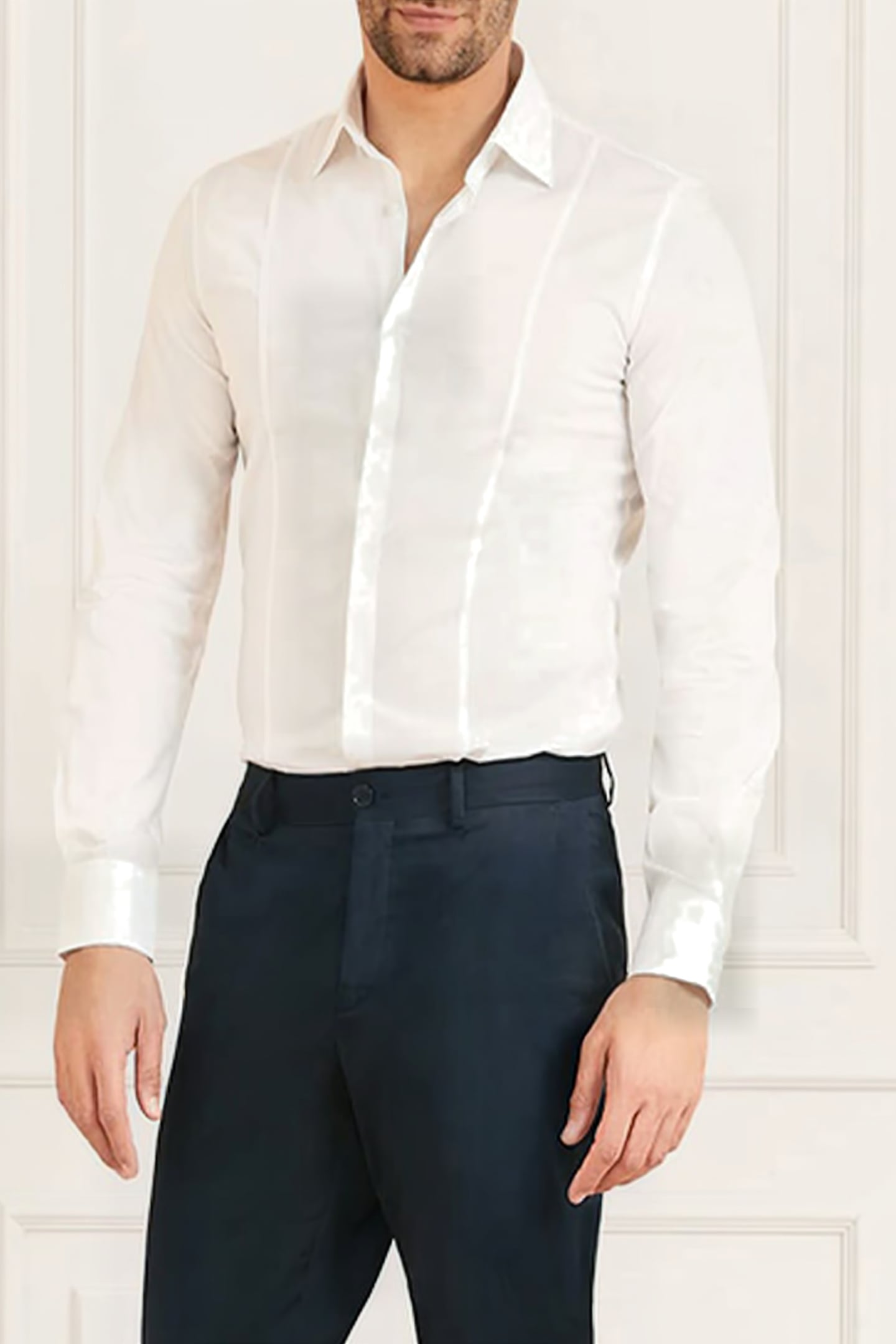 GUESS ECO OLIVER IT COLLAR ROUNDED CUFF PURE WHITE 5