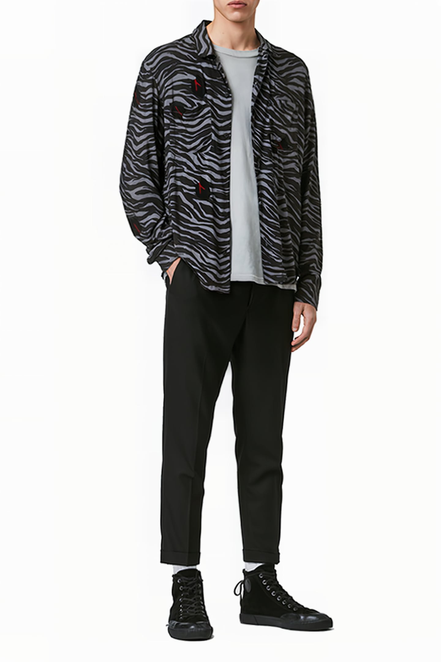 LAZARO LS SHIRT GREY/JET BLACK 3