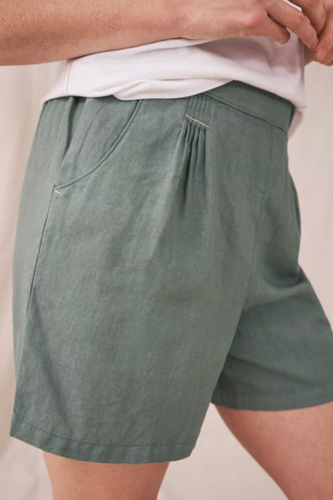 HAYLEY LINEN SHORTS MID GREEN 2