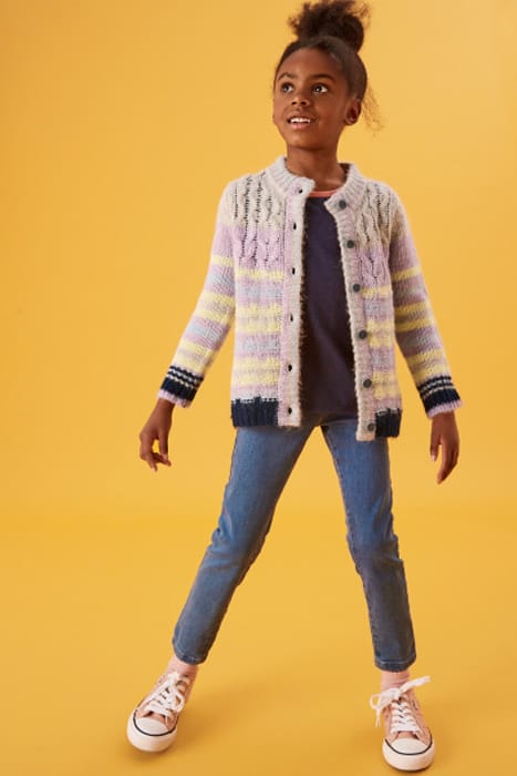 MINI ORCHID CABLE CARDI PURPLE MULTI 2