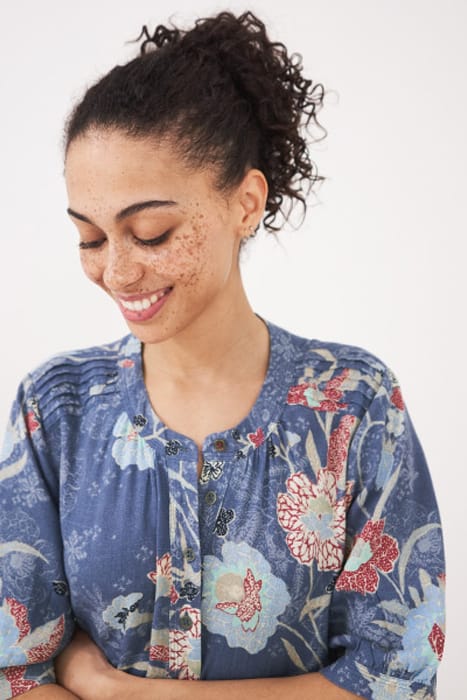 CLAUDIA LINEN BLEND DRE BLUE 4