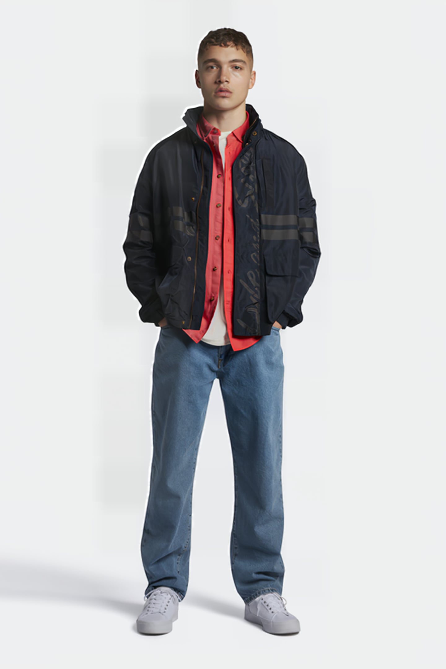 OVERDYED PANELLED OXFORD SHIRT FIRE RED 3