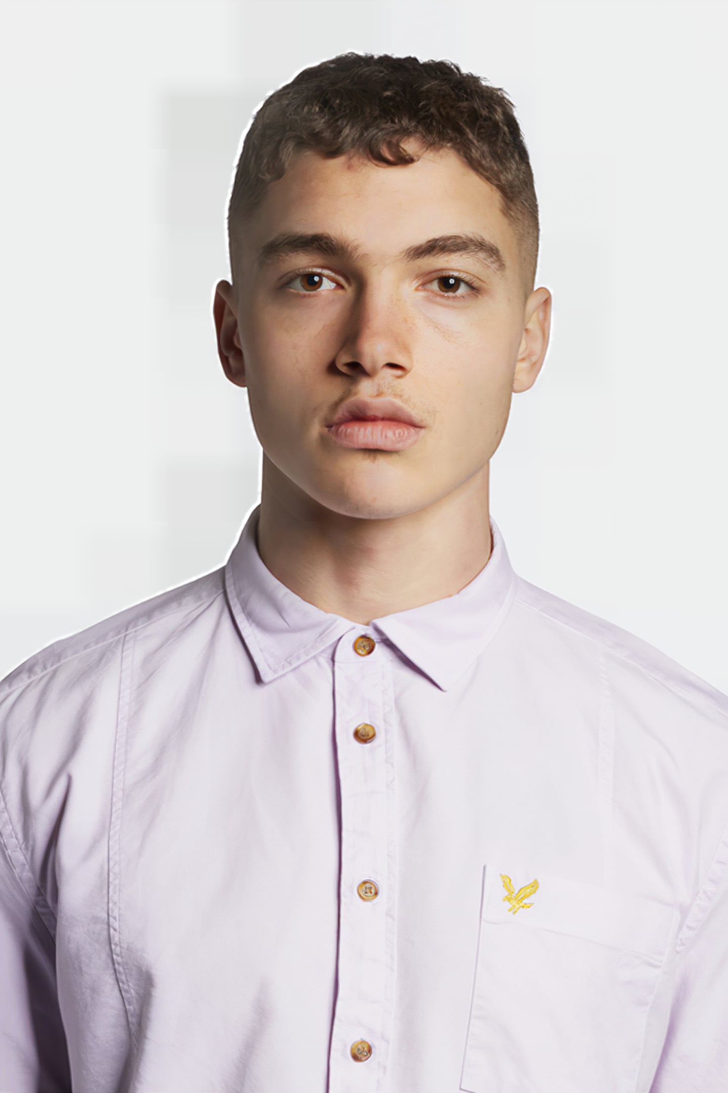 OVERDYED PANELLED OXFORD SS PULLOVER SHIRT LILAC SKY 4