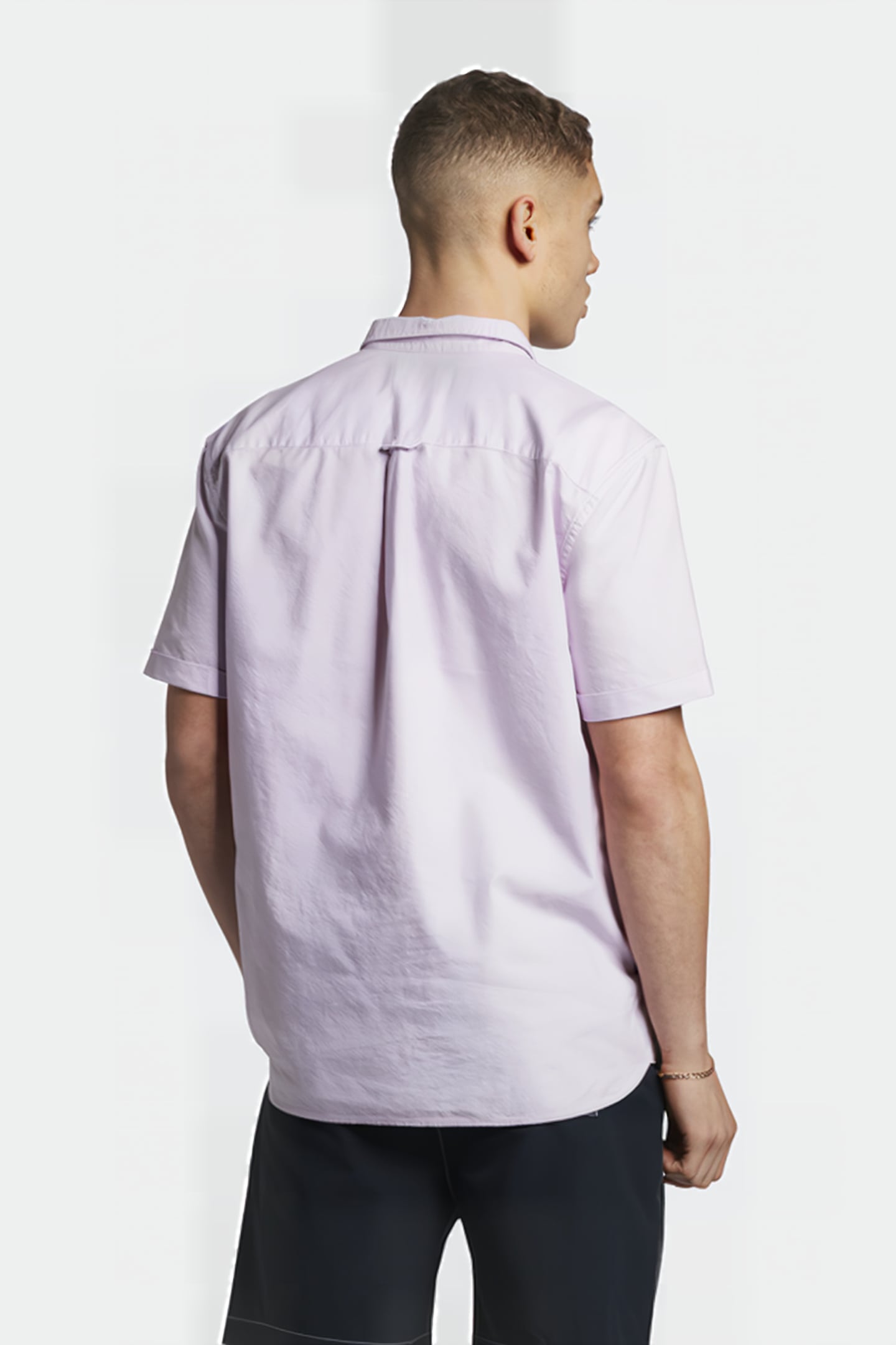 OVERDYED PANELLED OXFORD SS PULLOVER SHIRT LILAC SKY 2