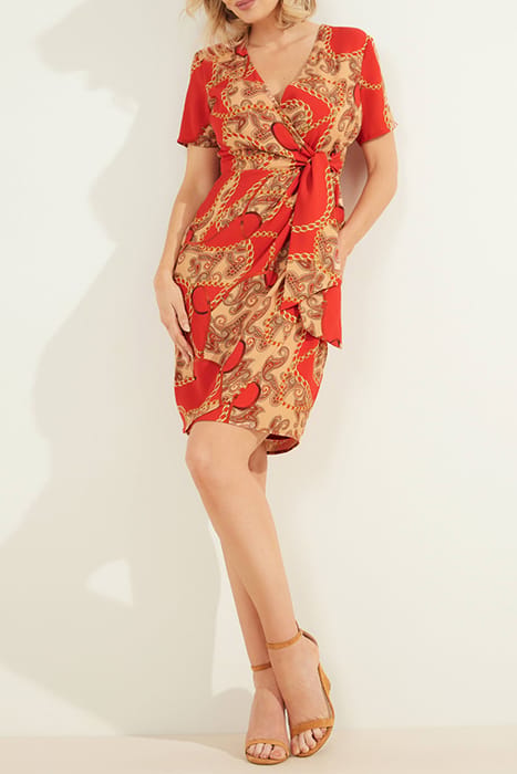 MARCIANO BY GUESS PAISLEY CHAIN DRESS PAISLEY CHAIN RED 3