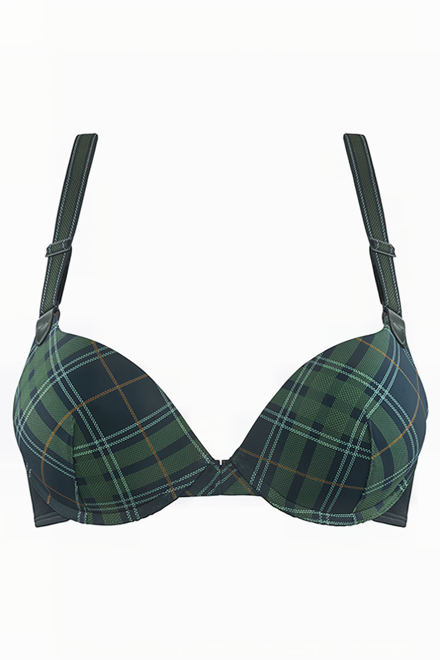 GLORIA SCARAB GREEN PLAID PUSH UP BRA 1