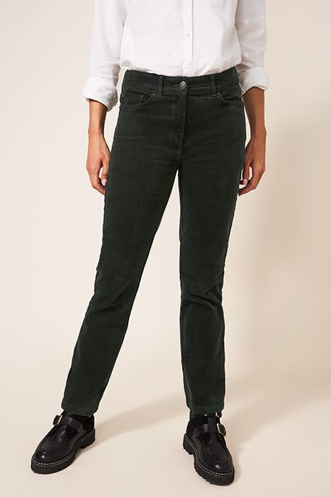 BROOKE STRAIGHT CORD TROUSER DARK GREEN 2