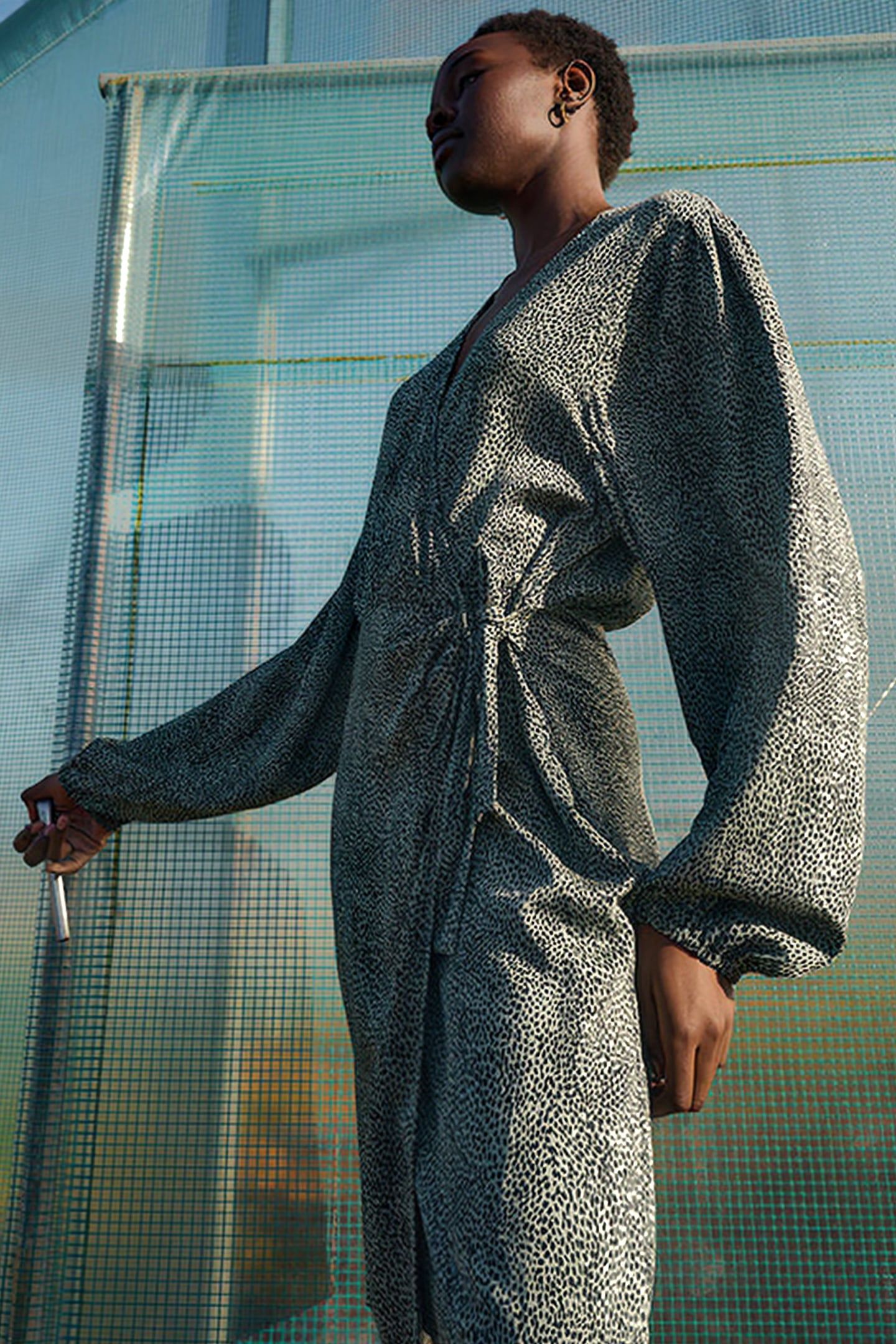MIA DRESS L/S GREY GREEN ANIMAL 3