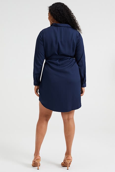 LADIES SHIRT DRESS WITH PATTERN AND TIE BELT - CURVE DARK 3