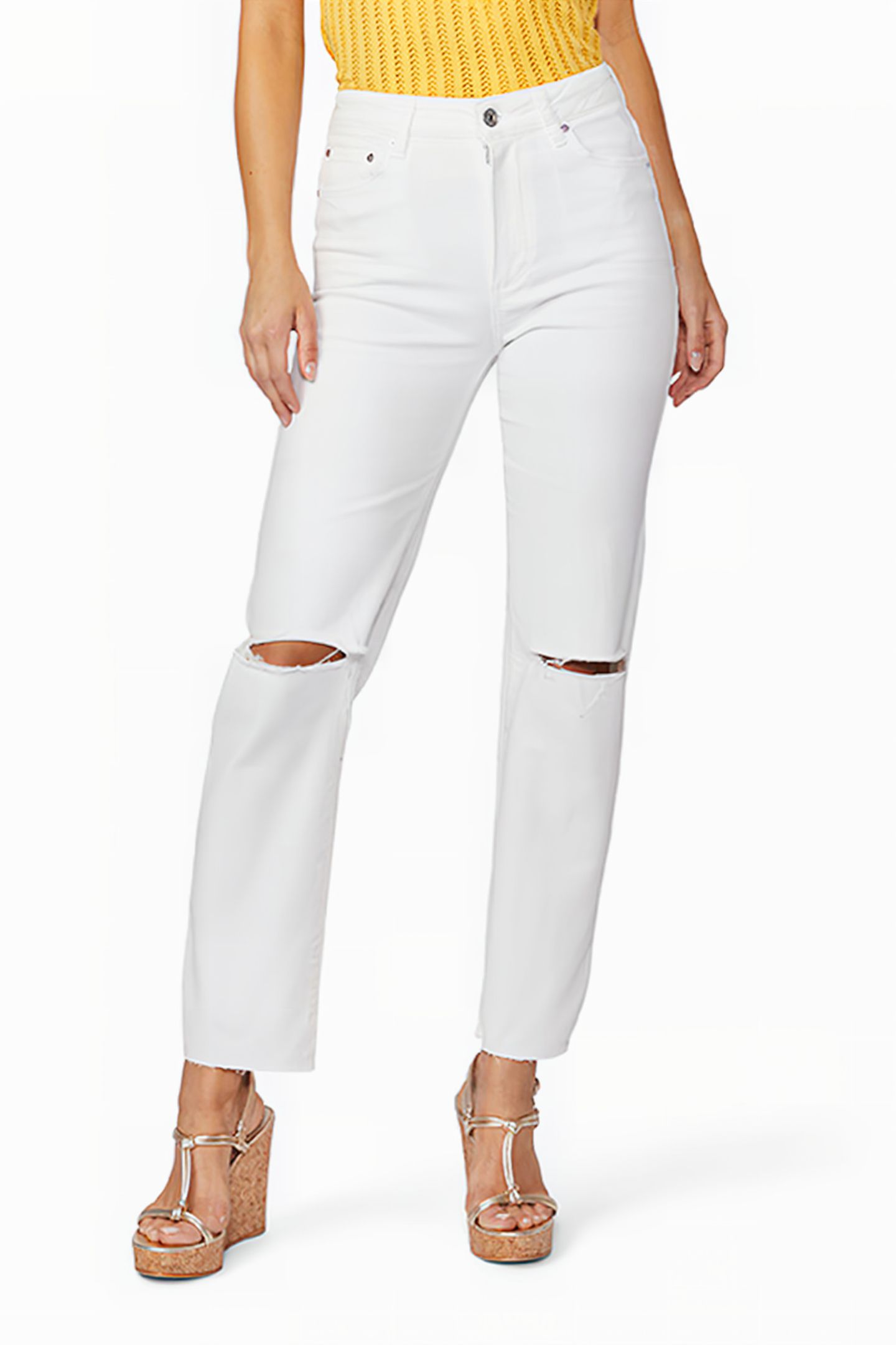 STELLA STRAIGHT W RAW HEM BARE WHITE DESTRUCTED 1