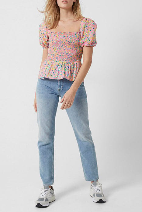STACIE DAISY SMOCKED TOP MOONLITE MAUVE MULTI 2