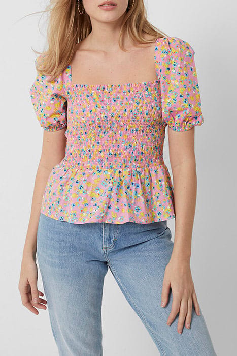 STACIE DAISY SMOCKED TOP MOONLITE MAUVE MULTI 1