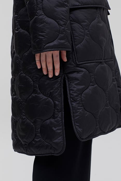 WOMEN QUILTED COAT WITH HOOD BLACK 3