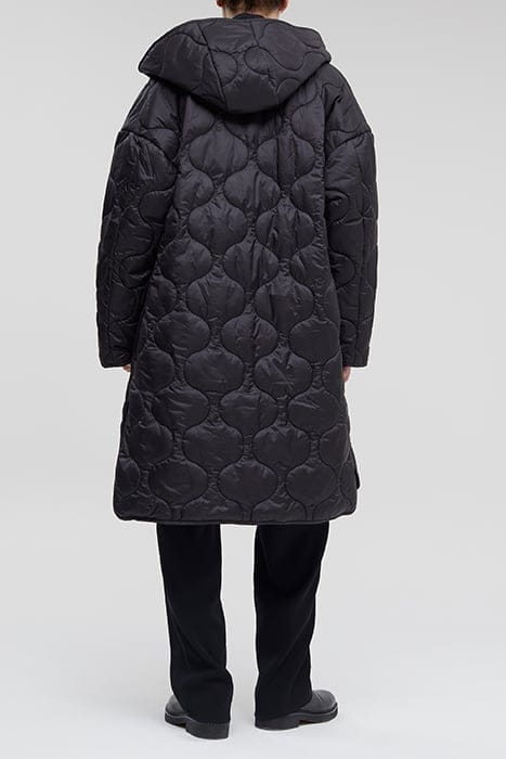 WOMEN QUILTED COAT WITH HOOD BLACK 2