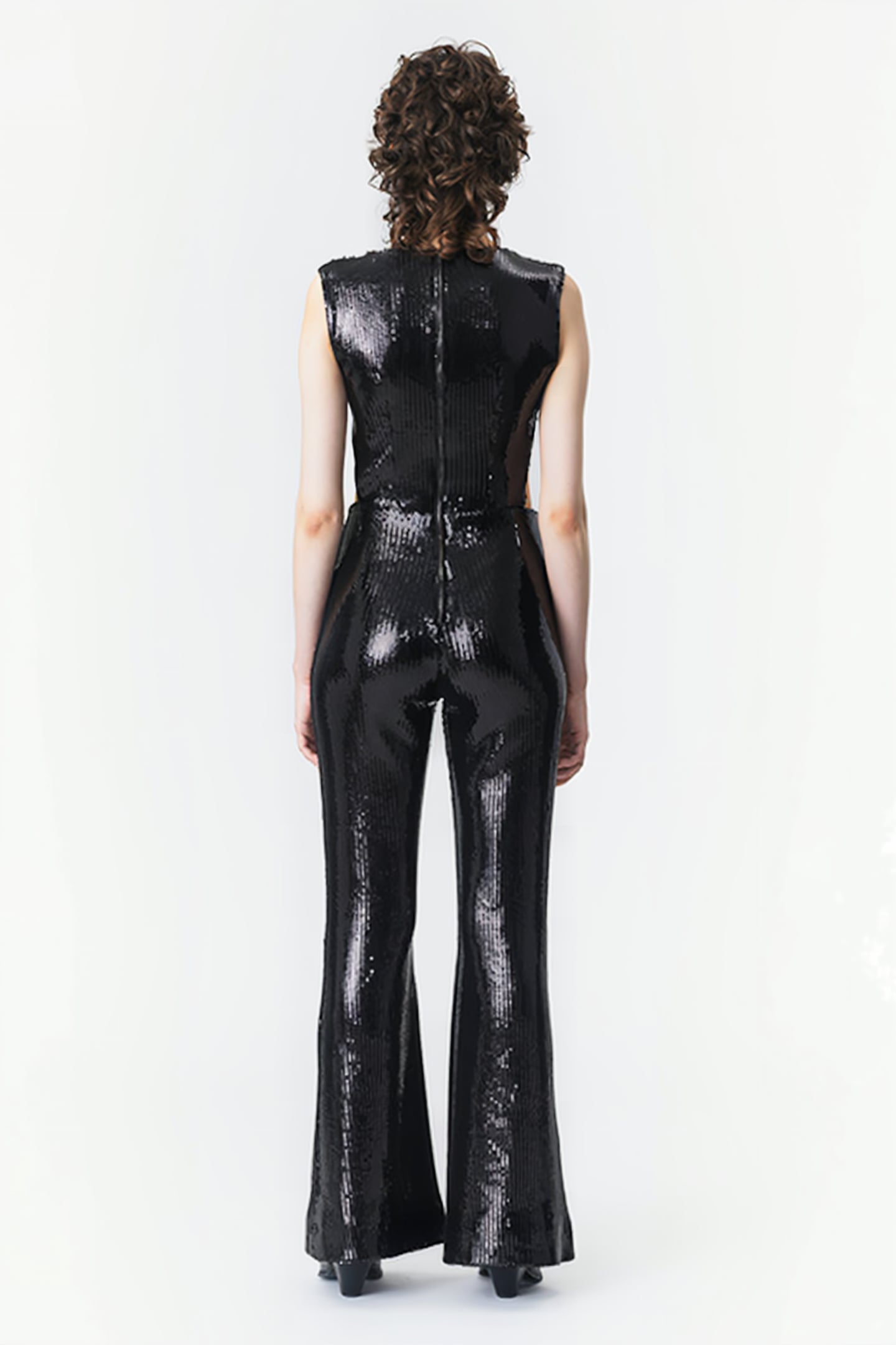 WOMEN‘S SEQUIN CUT-OUT OVERALL BLACK 2