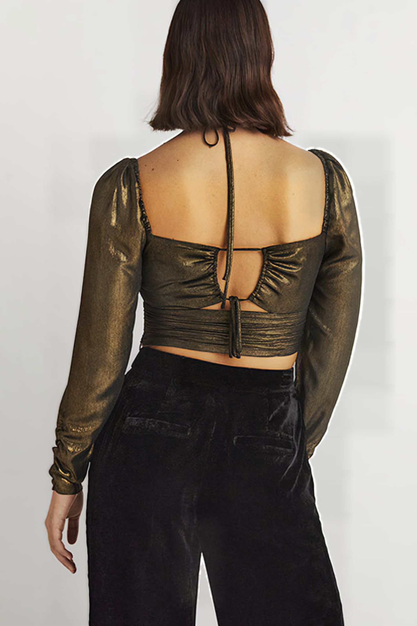 CUT OUT DETAIL HALTER TOP GLD 2