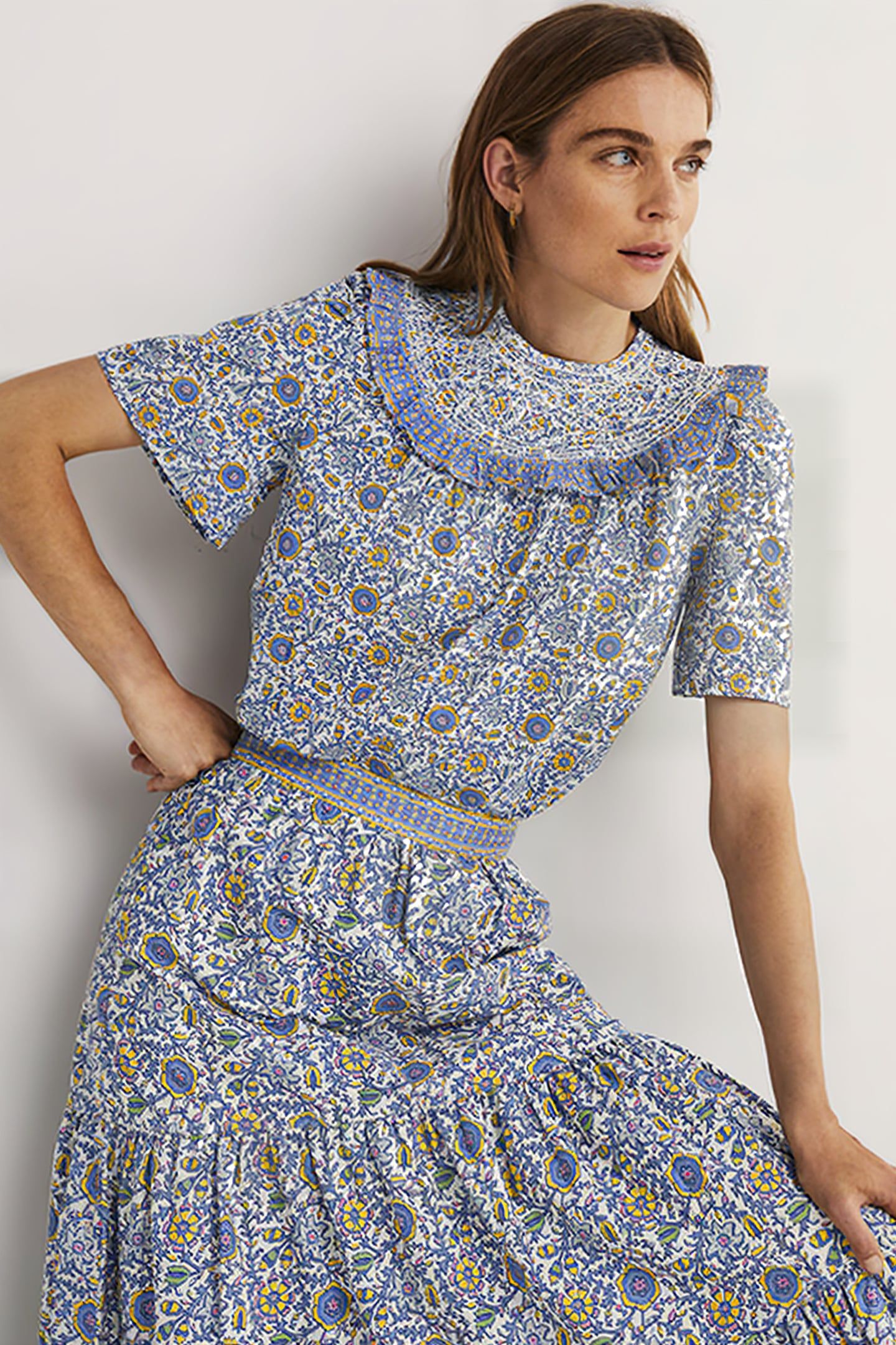SMOCKED NECK PRINTED TOP IVO 4