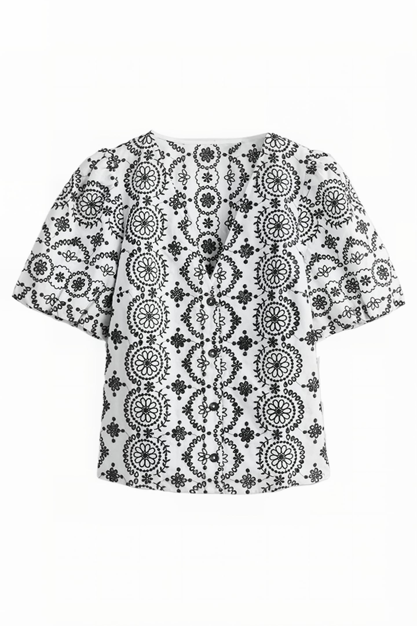 PUFF SLEEVE BUTTON BLOUSE WHT 3