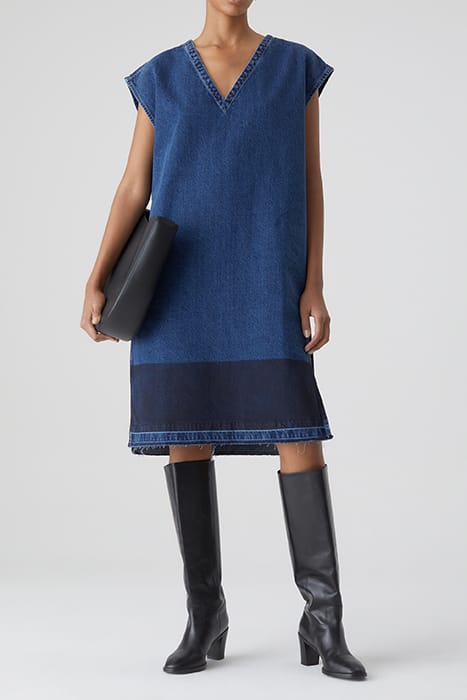 V-NECK DRESS DARK BLUE 1