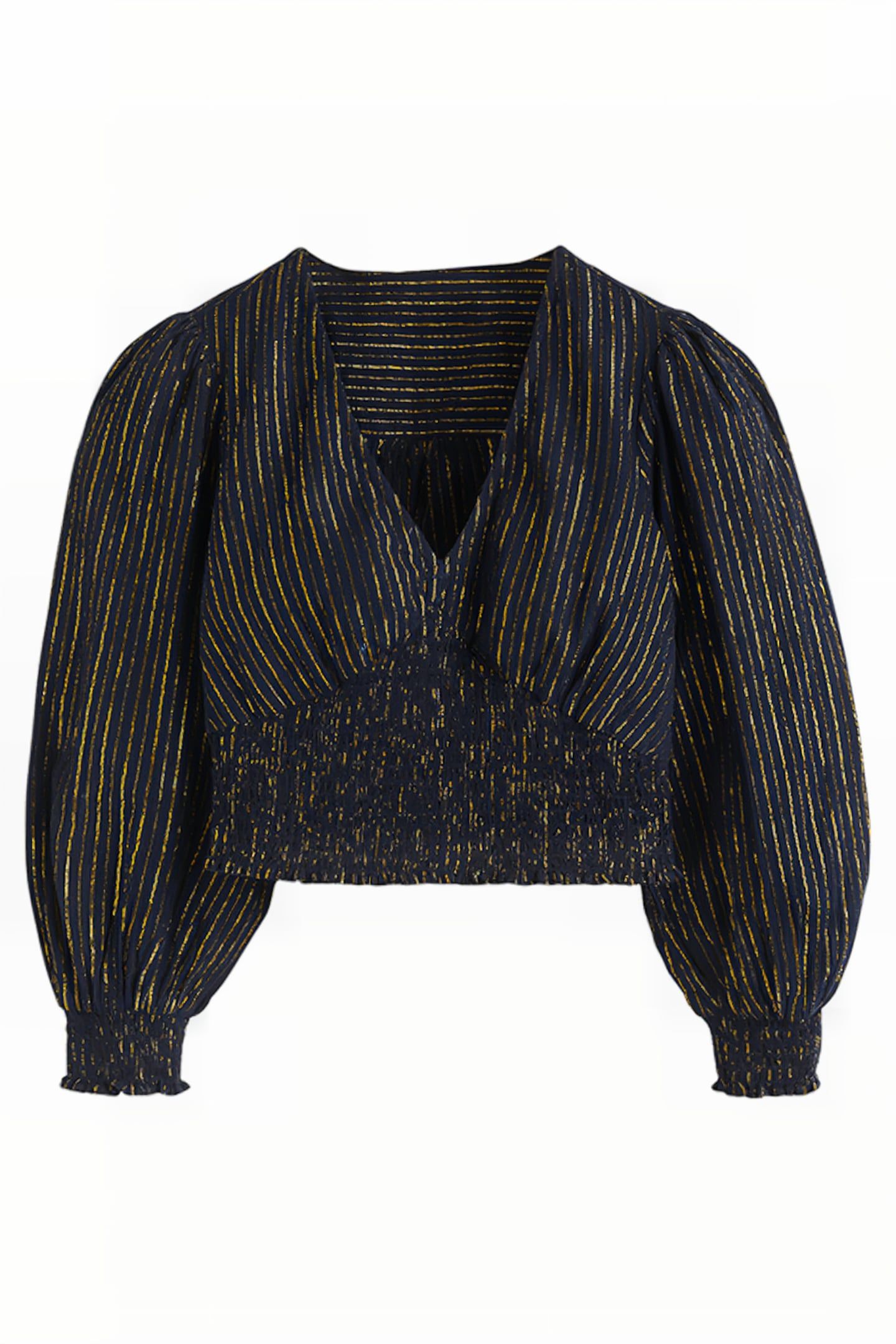 LUREX SMOCKED CROP TOP NVY 5