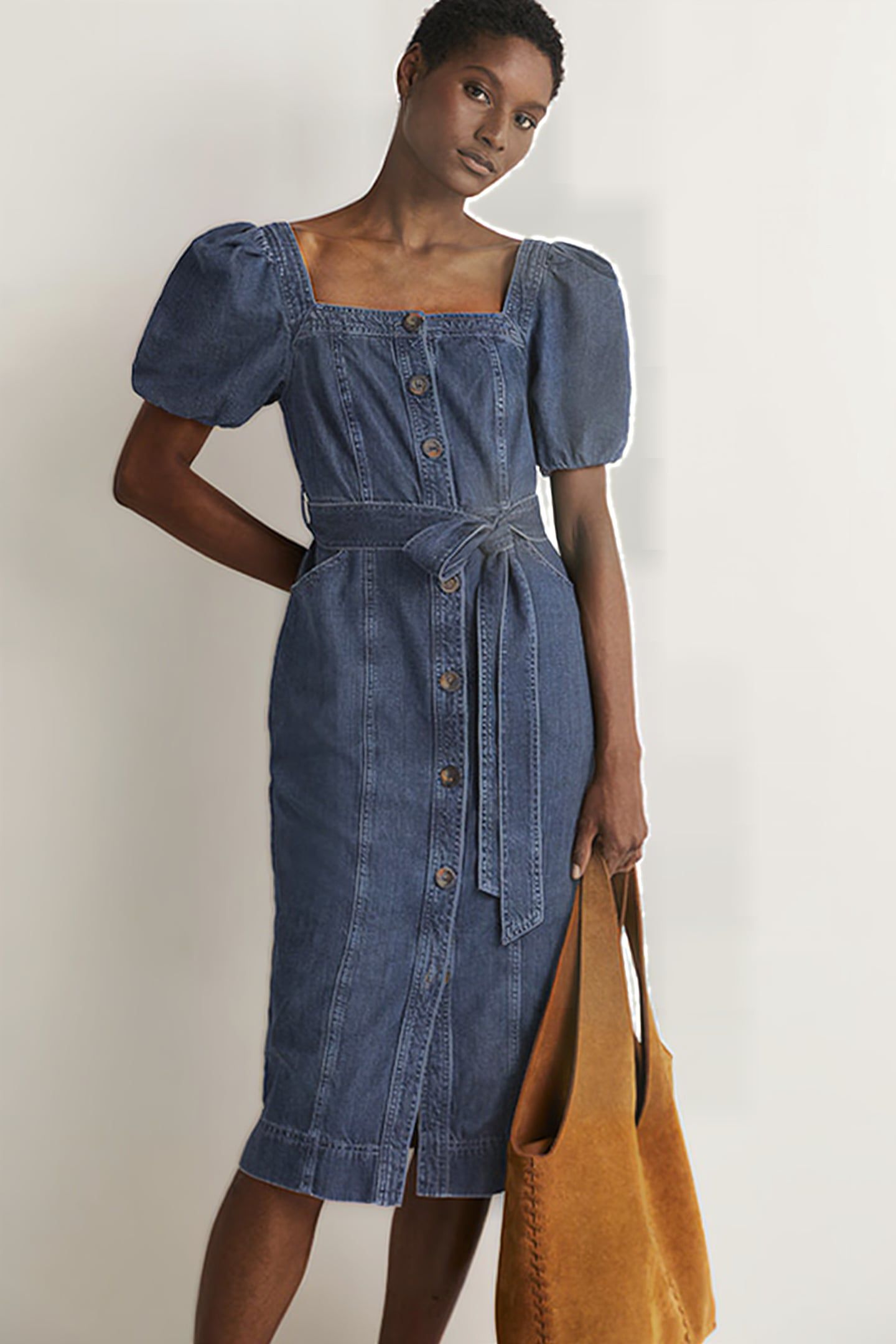 SQUARE NECK DENIM DRESS DDN 1