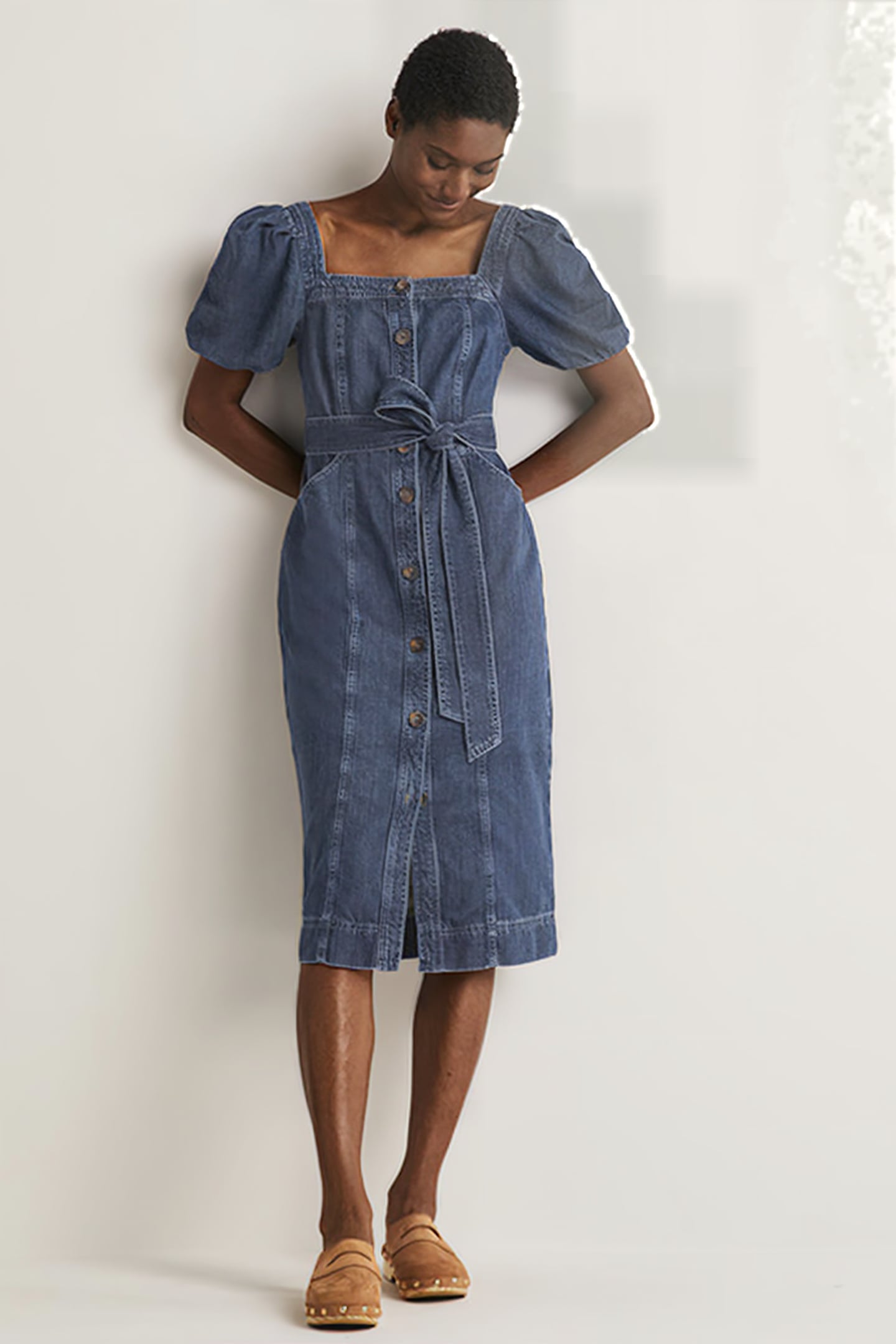SQUARE NECK DENIM DRESS DDN 2