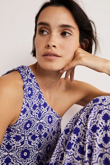 ONE SHOULDER JERSEY MIDI DRESS BLU 5