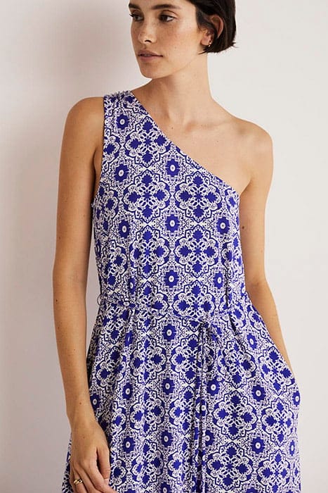 ONE SHOULDER JERSEY MIDI DRESS BLU 4
