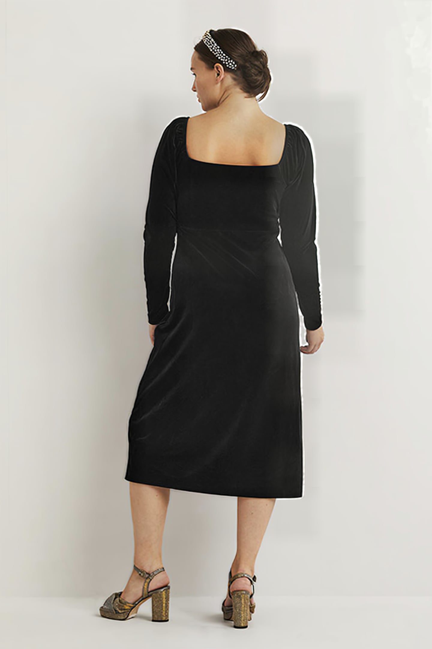 VELVET JERSEY MIDI DRESS BLK 2