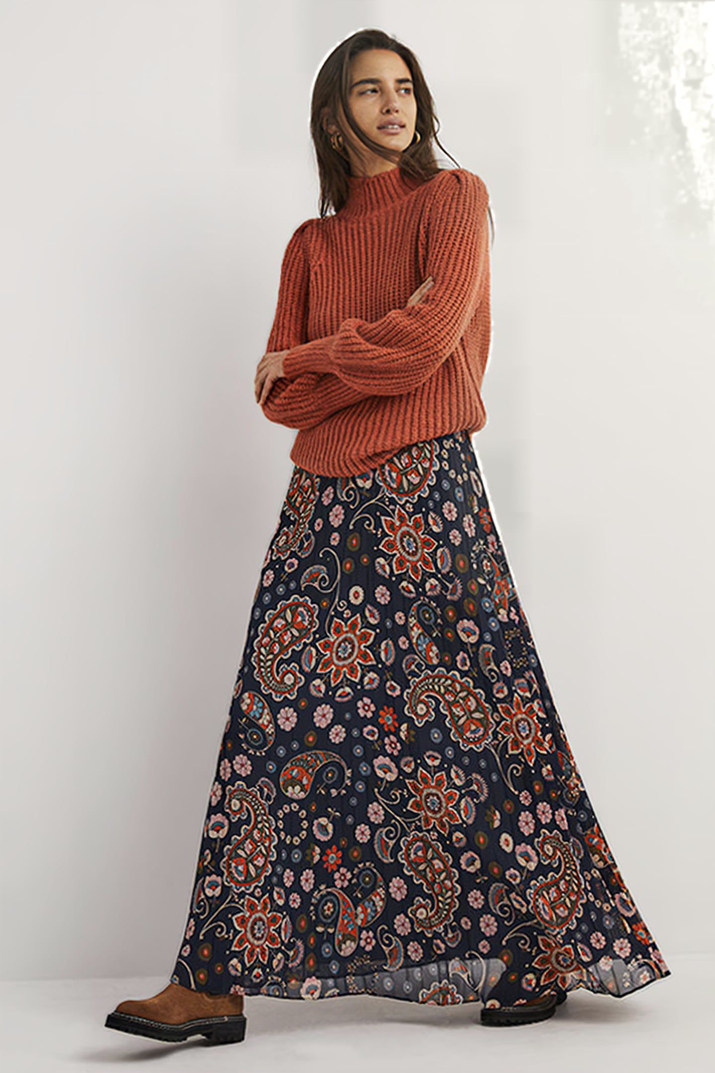 PLEATED PARTY MAXI SKIRT NAV 3