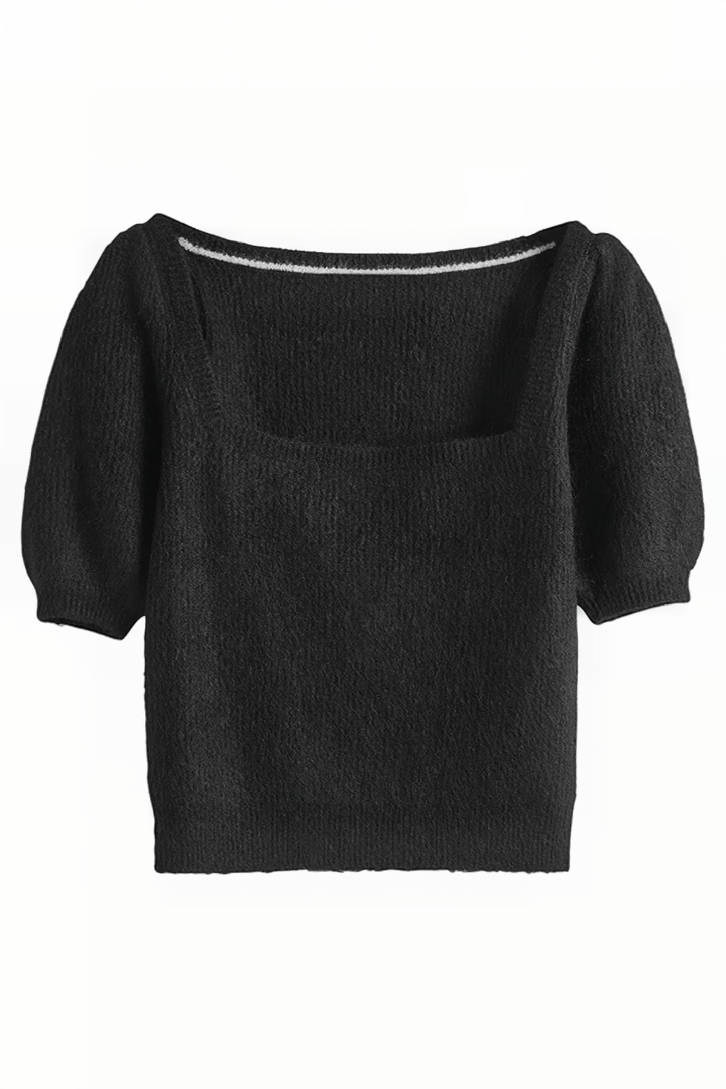 SQUARE NECK FLUFFY JUMPER BLK 6