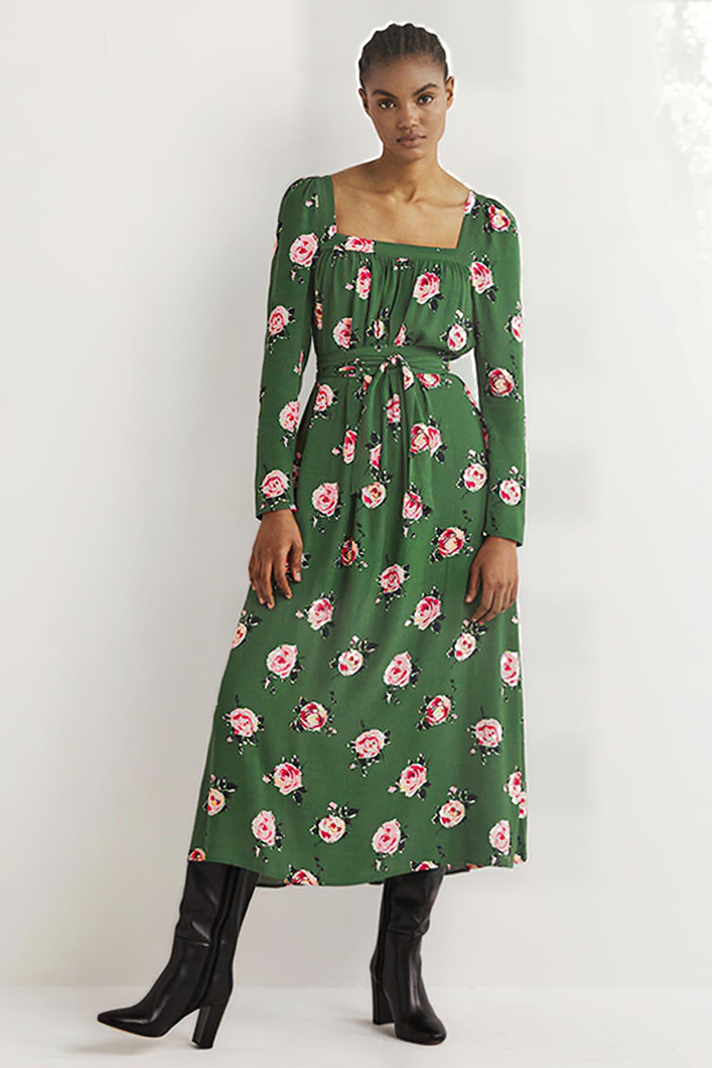 SQUARE NECK MAXI DRESS GRN 1