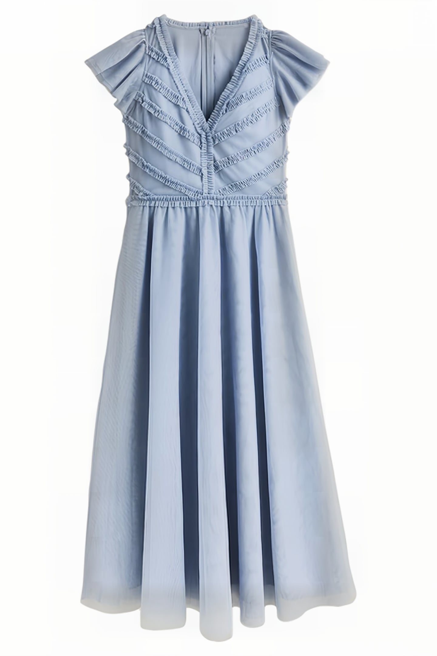 TULLE V-NECK MAXI PARTY DRESS BLU 6