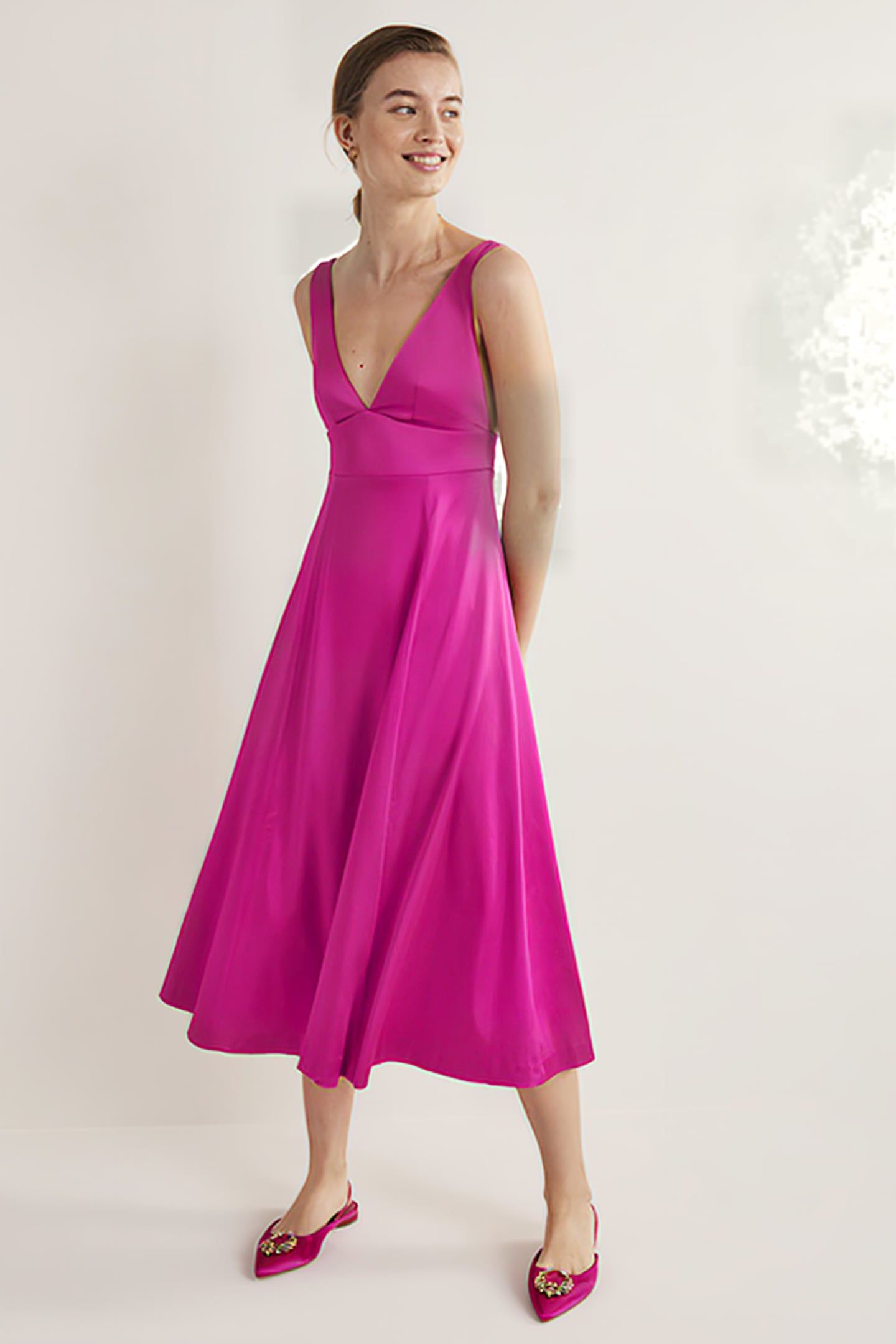 FIT AND FLARE MIDI PARTY DRESS PNK 1