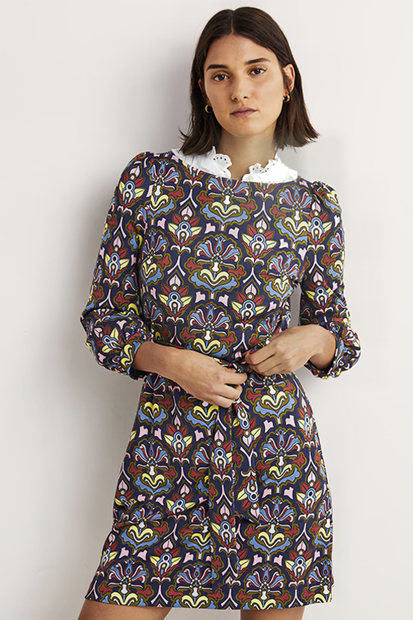 TIE DETAIL JERSEY SHIFT DRESS NSP 4