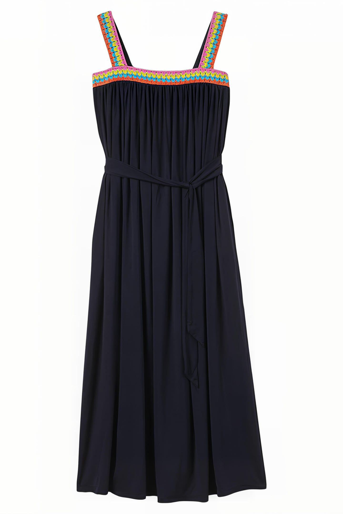 CROCHET TRIM JERSEY MAXI DRESS NAV 8