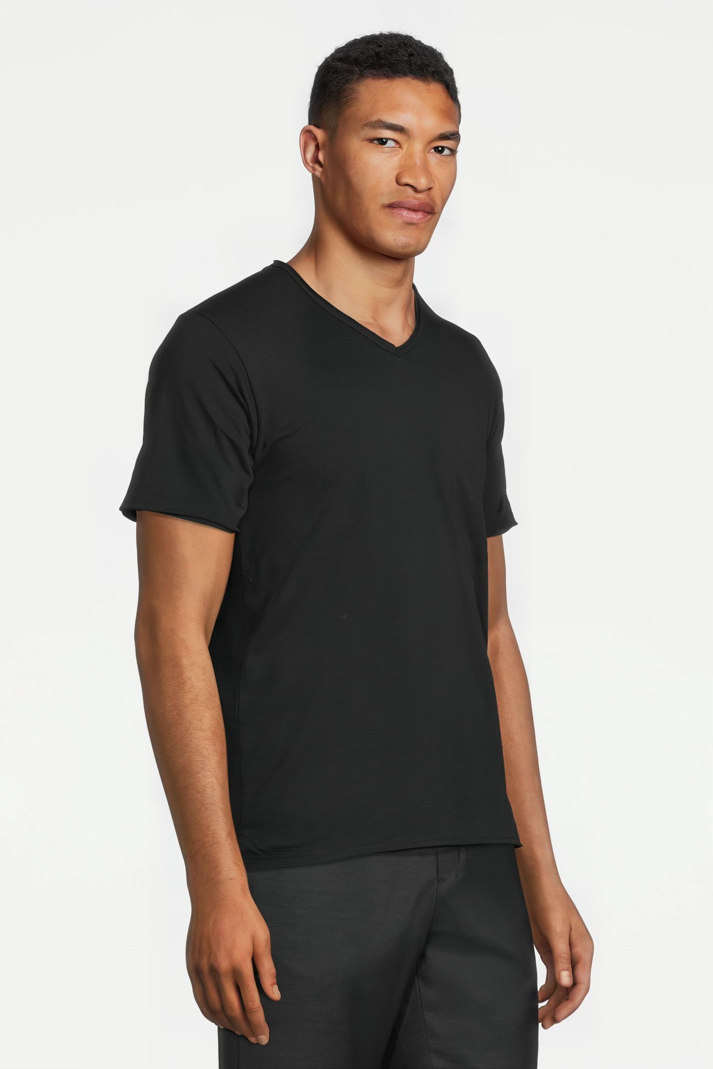 BASIC V-NECK TEE SLUB JERSEY BLACK 4