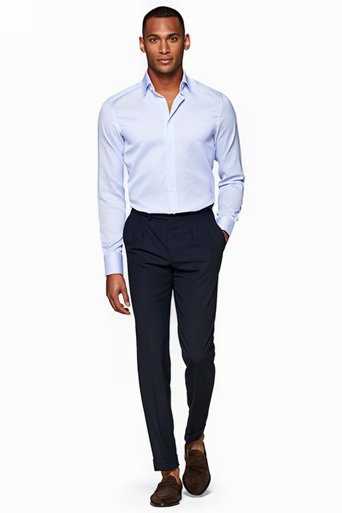 Light Blue Checked Slim Fit Shirt 5